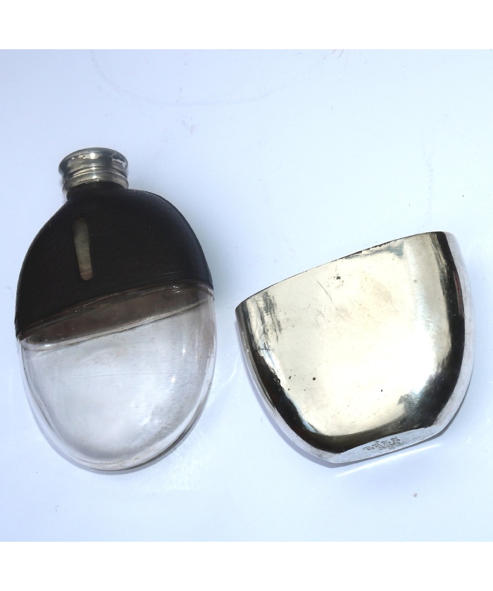 An antique Victorian hunting silver plated Hip Flask by James Dixon C.19thC