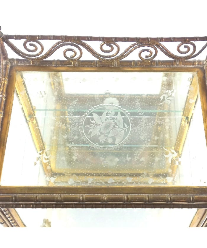 A rare antique French gilt miniature novelty Curio Cabinet Vitrine 31cm C.19thC