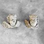 Exquisite Pair of Decorative Angel Head Busts, Mixed Media, 1930s