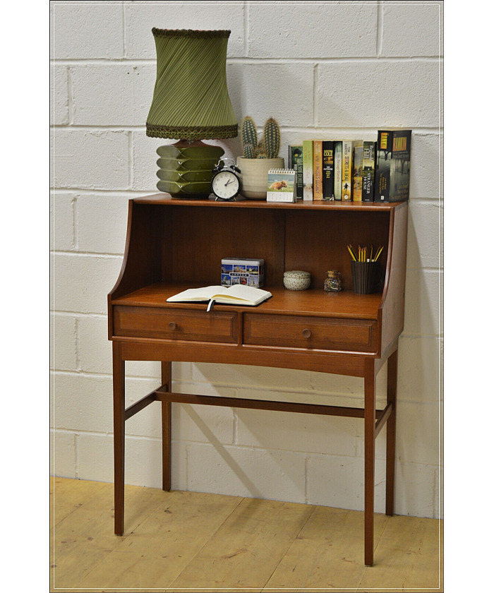mid century bureau teak writing desk danish design vintage - Hunt Vintage