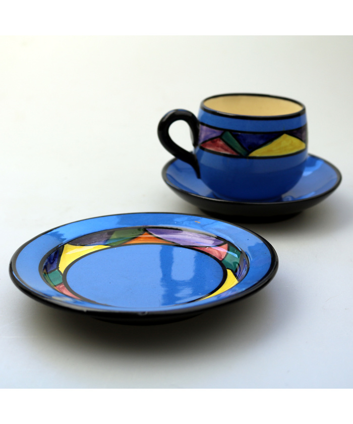 An Art Deco Watcombe Torquay pottery Trio Jazz / Geometric C.1920's+