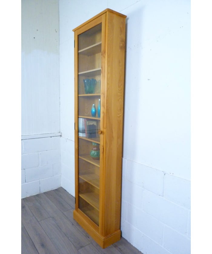 Tall Elm Mid-Century Glazed Display Bookcase