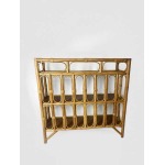 Mid Century Bamboo Display Case, Vintage Bamboo Shelves, Retro Wicker And Bamboo Bookcase, 1970's Furniture
