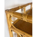 Mid Century Bamboo Display Case, Vintage Bamboo Shelves, Retro Wicker And Bamboo Bookcase, 1970's Furniture