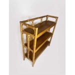 Mid Century Bamboo Display Case, Vintage Bamboo Shelves, Retro Wicker And Bamboo Bookcase, 1970's Furniture
