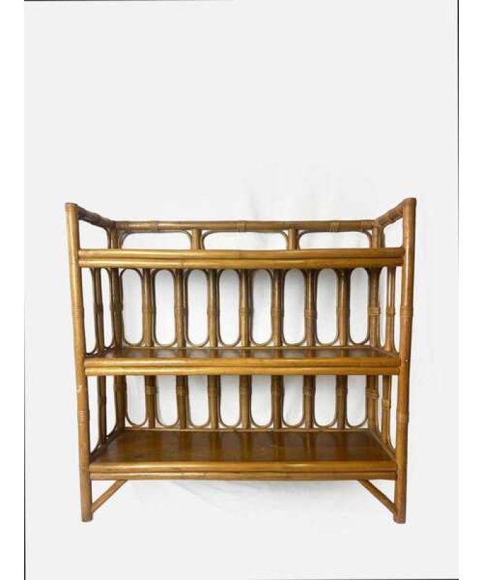 Mid Century Bamboo Display Case, Vintage Bamboo Shelves, Retro Wicker And Bamboo Bookcase, 1970's Furniture