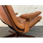 Gote Mobler Leather Reclining Swivel Chair.