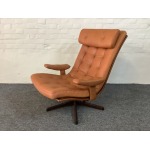 Gote Mobler Leather Reclining Swivel Chair.