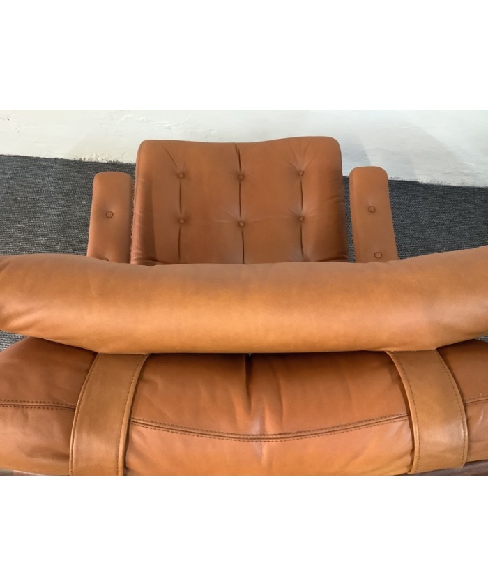 Gote Mobler Leather Reclining Swivel Chair.
