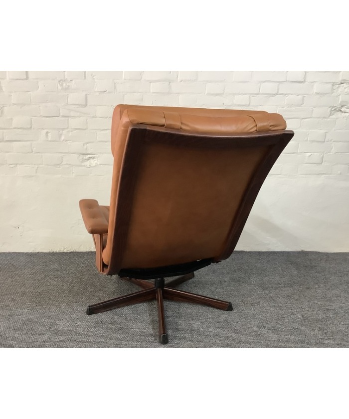 Gote Mobler Leather Reclining Swivel Chair.