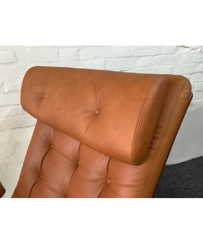 Gote Mobler Leather Reclining Swivel Chair.