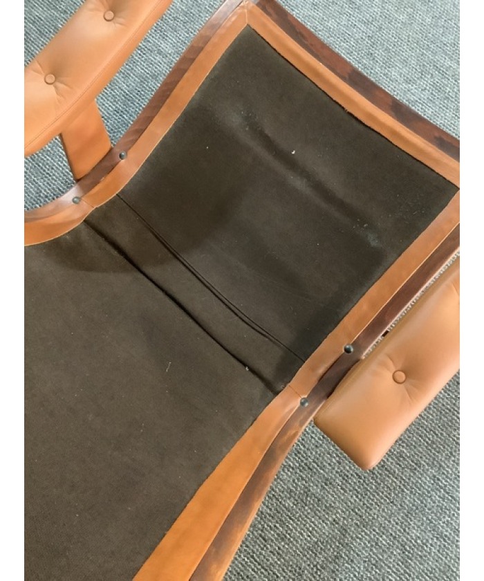 Gote Mobler Leather Reclining Swivel Chair.