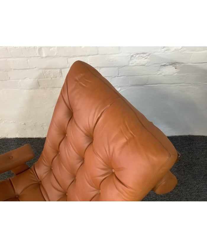 Gote Mobler Leather Reclining Swivel Chair.