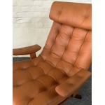 Gote Mobler Leather Reclining Swivel Chair.