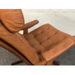 Gote Mobler Leather Reclining Swivel Chair.