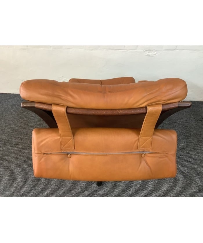 Gote Mobler Leather Reclining Swivel Chair.