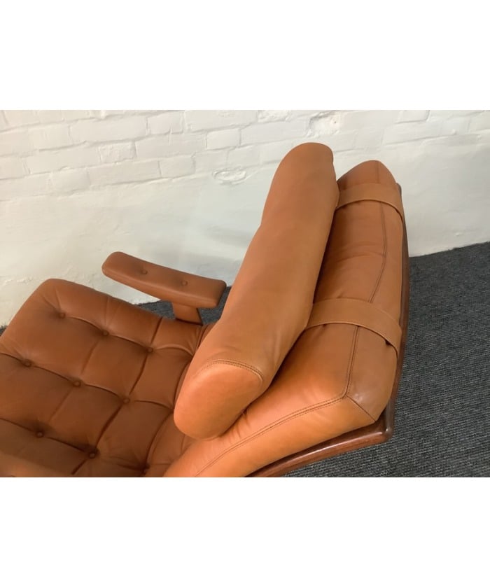 Gote Mobler Leather Reclining Swivel Chair.
