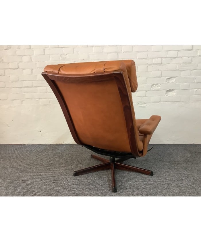 Gote Mobler Leather Reclining Swivel Chair.
