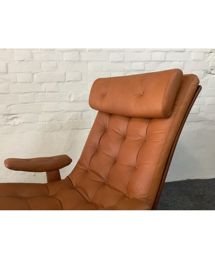 Gote Mobler Leather Reclining Swivel Chair.