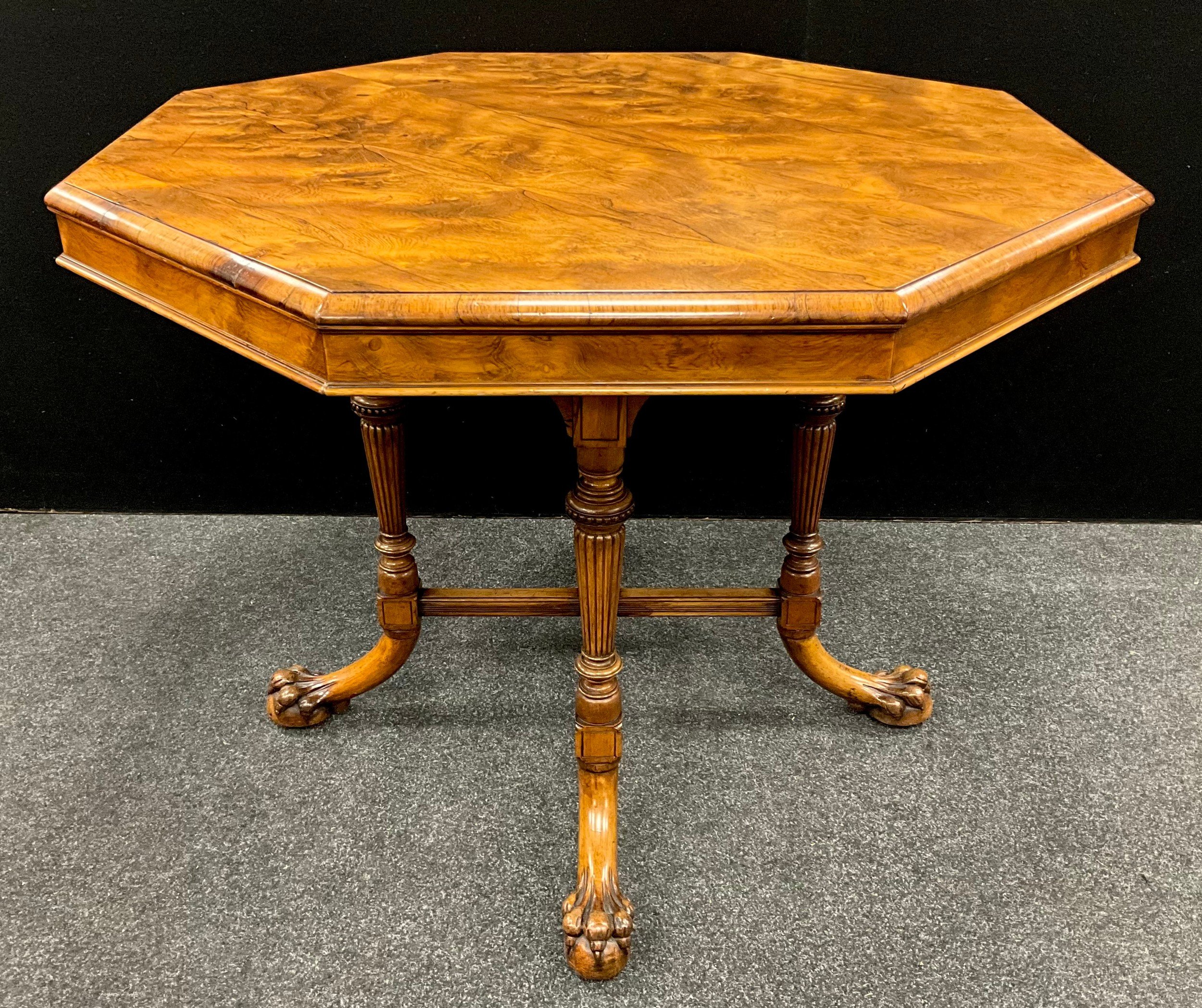 Magnificent 19th Century Walnut Octagonal Centre Table