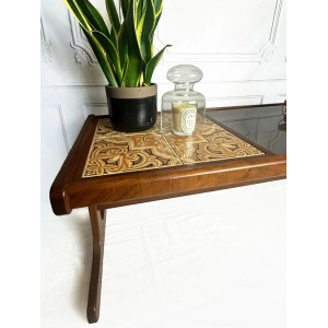 A 1970s G Plan Teak, Tiled And Smoked Glass Coffee Table, Mid
