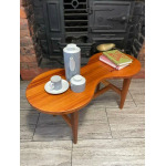 Mid Century Solid Teak Wood Guitar Coffee Table Circa 1960