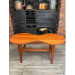 Mid Century Solid Teak Wood Guitar Coffee Table Circa 1960