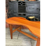 Mid Century Solid Teak Wood Guitar Coffee Table Circa 1960