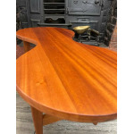 Mid Century Solid Teak Wood Guitar Coffee Table Circa 1960