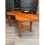 Mid Century Solid Teak Wood Guitar Coffee Table Circa 1960