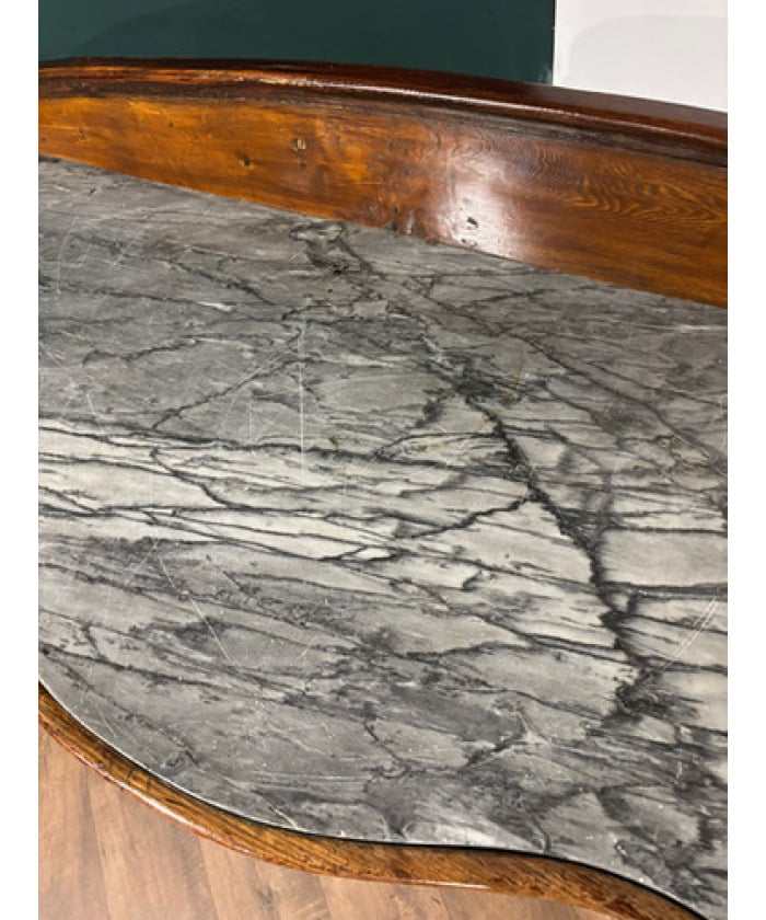 Victorian Mahogany Serpentine Front Console Table With Marble Top