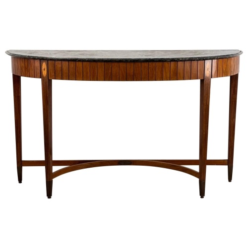 Rare Large 1940s Console by Paolo Buffa in Oak and Green Alpi Marble