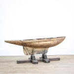 Decorative Wooden Pond Yacht Hull on Stand