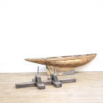 Decorative Wooden Pond Yacht Hull on Stand