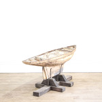 Decorative Wooden Pond Yacht Hull on Stand