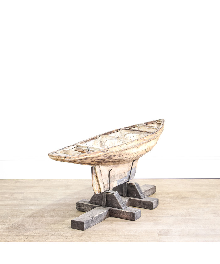 Decorative Wooden Pond Yacht Hull on Stand