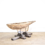 Decorative Wooden Pond Yacht Hull on Stand