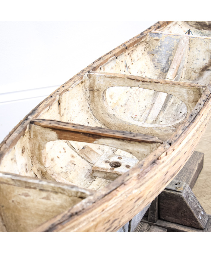 Decorative Wooden Pond Yacht Hull on Stand