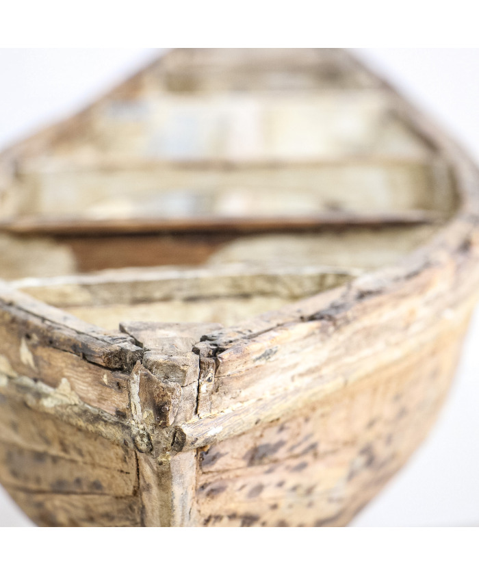 Decorative Wooden Pond Yacht Hull on Stand