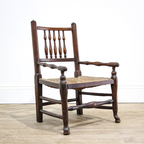 18th Century Country Low Rush Seat Armchair