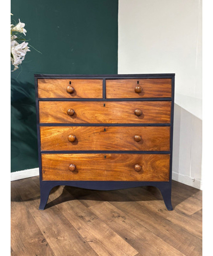 Edwardian Painted Five-Drawer Mahogany Chest of Drawers