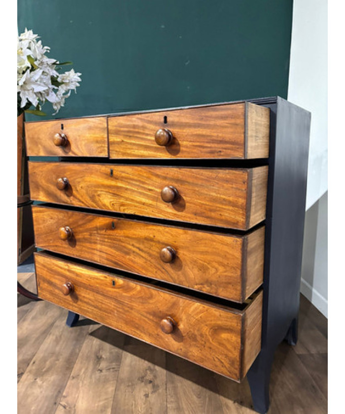 Edwardian Painted Five-Drawer Mahogany Chest of Drawers