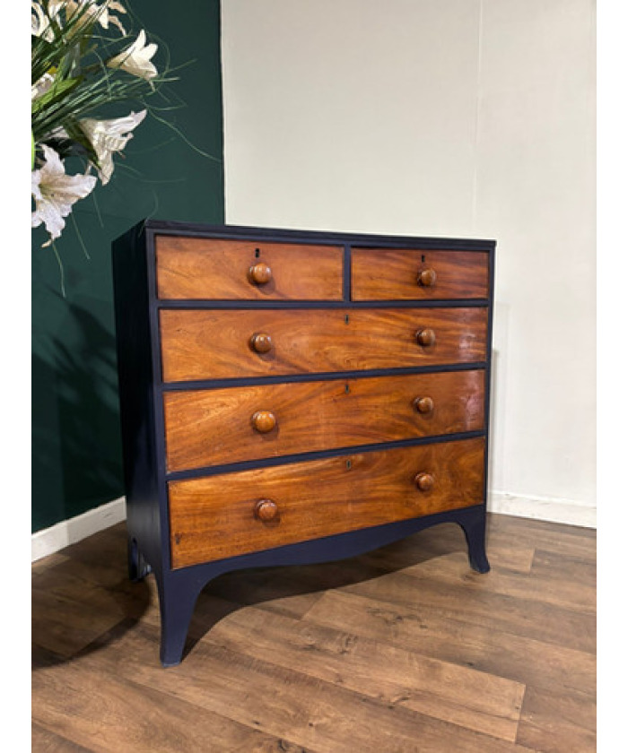 Edwardian Painted Five-Drawer Mahogany Chest of Drawers
