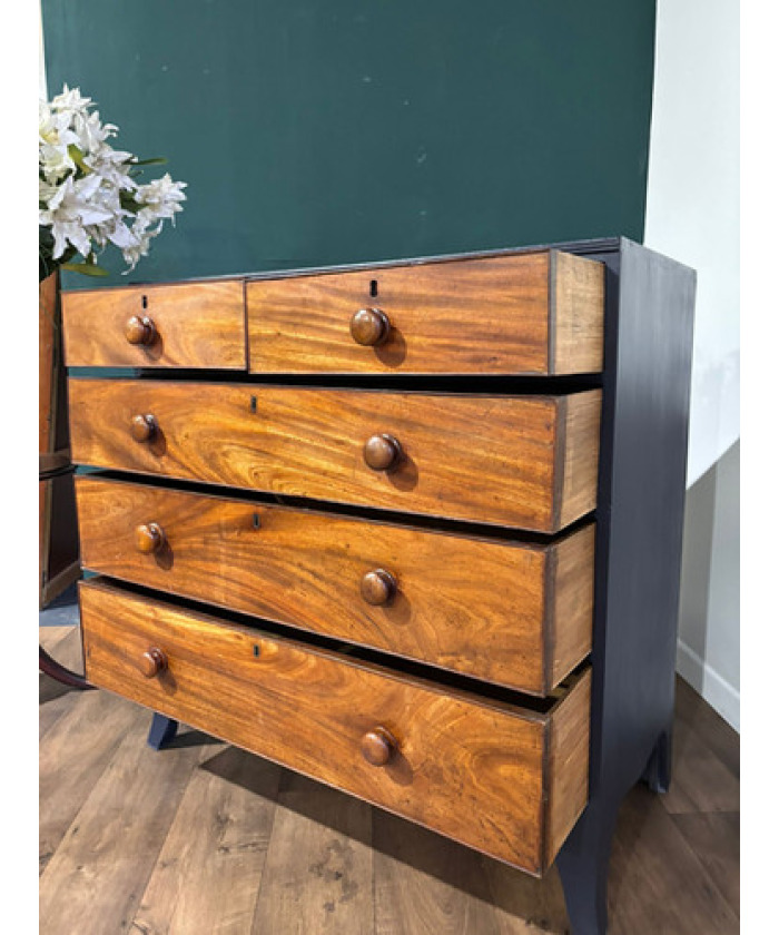Edwardian Painted Five-Drawer Mahogany Chest of Drawers