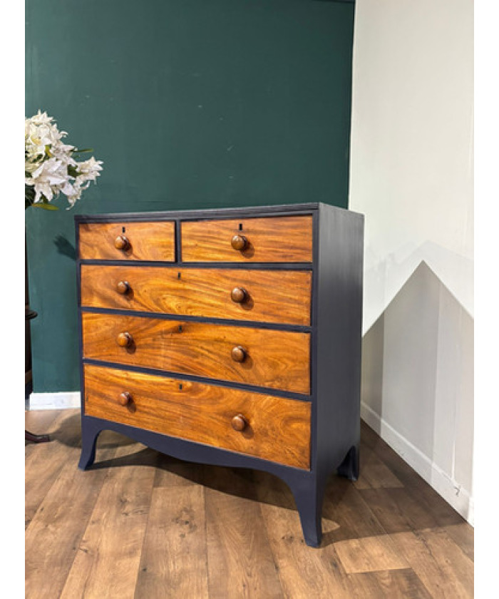 Edwardian Painted Five-Drawer Mahogany Chest of Drawers