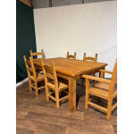 Exquisite Hand-Crafted Solid Pine Farmhouse Table with Six Heavy Beech Chairs