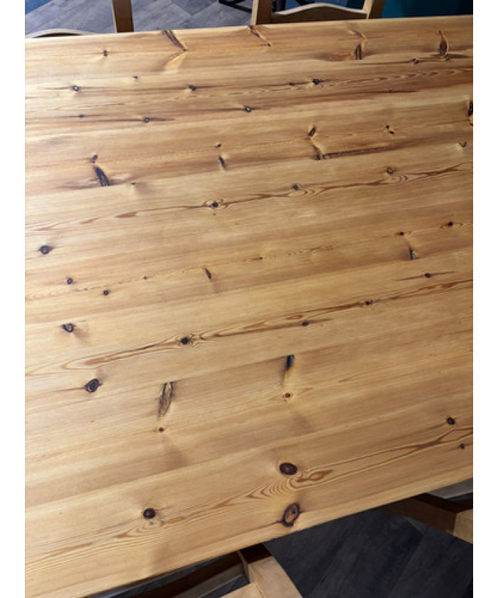Exquisite Hand-Crafted Solid Pine Farmhouse Table with Six Heavy Beech Chairs