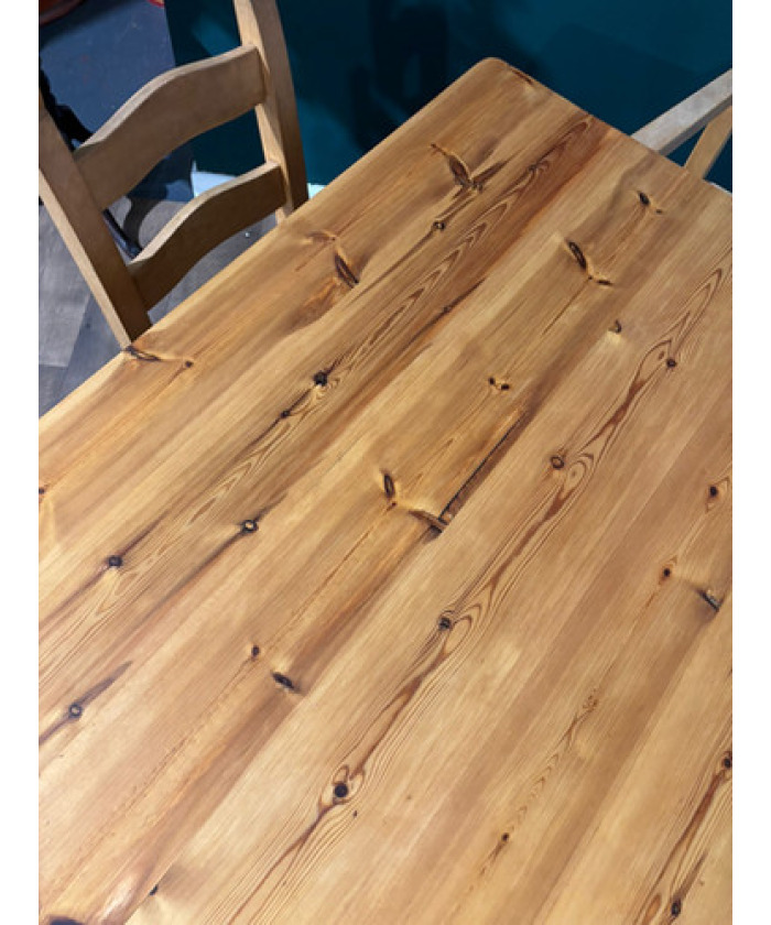 Exquisite Hand-Crafted Solid Pine Farmhouse Table with Six Heavy Beech Chairs