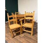 Exquisite Hand-Crafted Solid Pine Farmhouse Table with Six Heavy Beech Chairs