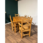 Exquisite Hand-Crafted Solid Pine Farmhouse Table with Six Heavy Beech Chairs